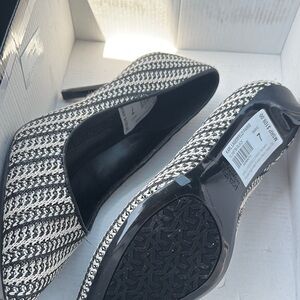 Karl Lagerfeld Black and White Heels with Geometric Design